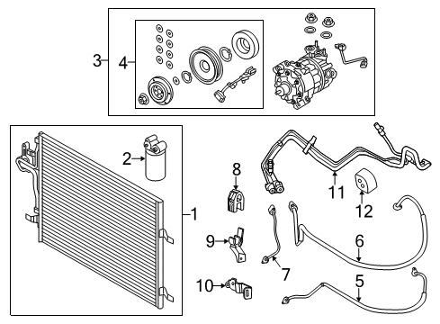 2016 Volvo XC70 A/C Condenser, Compressor & Lines Diagram 1