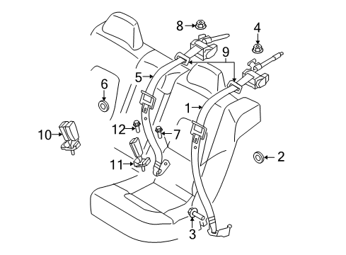 2009 Volvo S80 Rear Seat Belts
