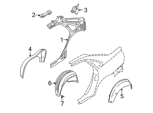 2003 Volvo S80 Inner Structure - Quarter Panel