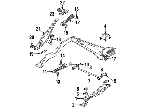 1993 Volvo 960 Rear Suspension System, Rear Axle Diagram 2