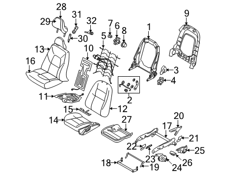 2006 Volvo S80 Seat Support, Driver Side Diagram for 31369497