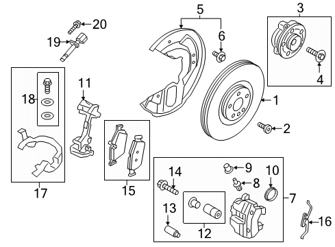 2018 Volvo V90 Brake Components, Brakes Diagram 2