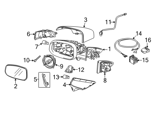 2007 Volvo V70 Outside Mirrors Diagram 1