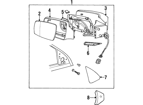 1995 Volvo 850 Outside Mirrors Diagram 2
