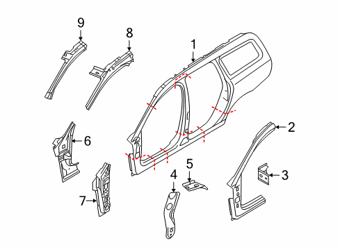 2009 Volvo V70 Hinge Pillar, Uniside