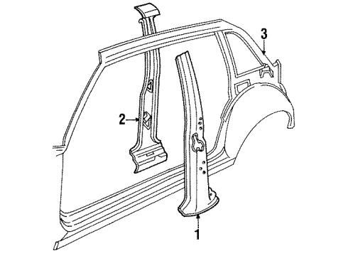 Volvo 1247854 Outer Center Pillar, Passenger Side 1247854 Volvo Outer Center Pillar, Passenger Side