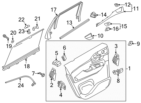 2024 Volvo XC90 Interior Trim - Rear Door Diagram