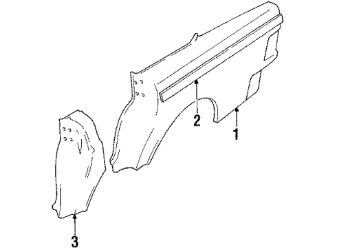 1992 Volvo 240 Quarter Panel & Components Diagram