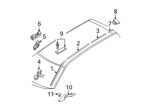 2007 Volvo XC70 Exterior Trim - Roof Diagram