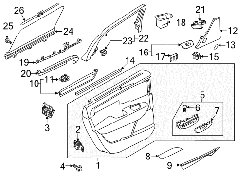 2017 Volvo S90 Interior Trim - Rear Door Diagram