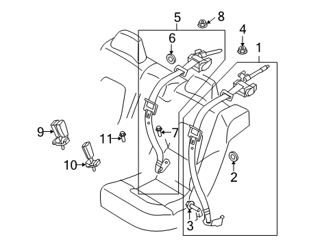 2009 Volvo V70 Rear Seat Belts Diagram