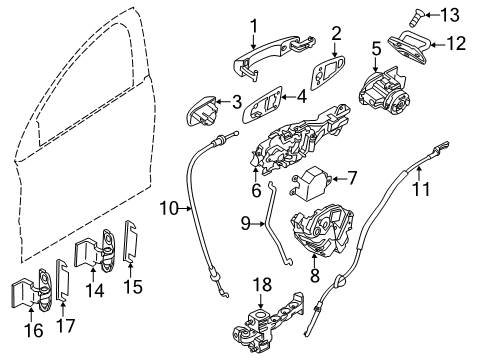 2018 Volvo V60 Cross Country Front Door - Lock & Hardware Diagram