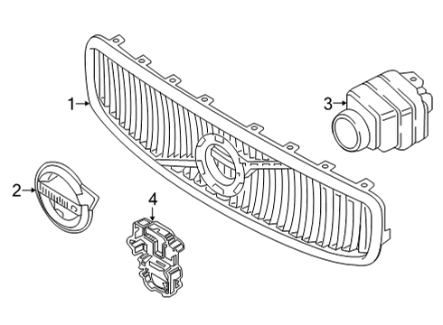 2021 Volvo V90 Grille & Components Diagram