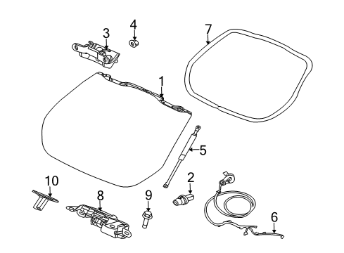2010 Volvo C30 Glass & Hardware - Lift Gate Glass Diagram