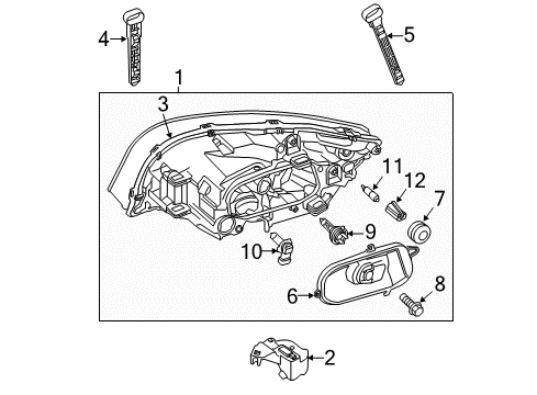 2013 Volvo S60 Headlamp Components Diagram 2
