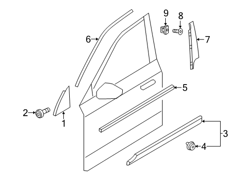 2024 Volvo XC90 Exterior Trim - Front Door Diagram