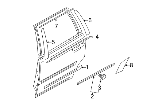 2005 Volvo XC90 Exterior Trim - Rear Door Diagram