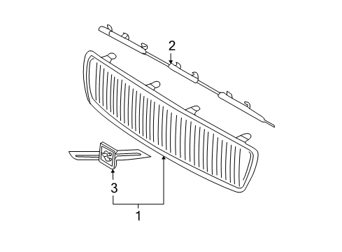 2003 Volvo V70 Grille & Components Diagram