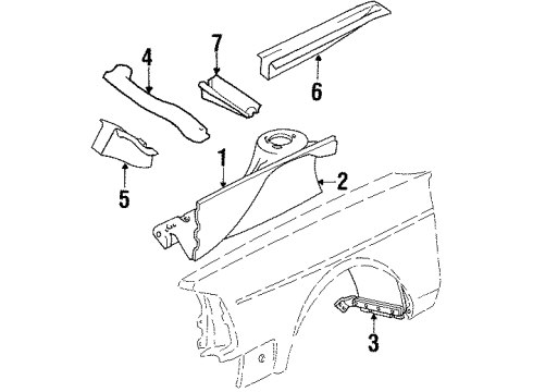1990 Volvo 240 Inner Components - Fender Diagram