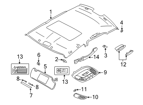 2004 Volvo S40 Interior Trim - Roof Diagram