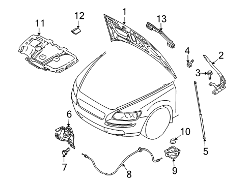 2011 Volvo S40 Hood & Components Diagram