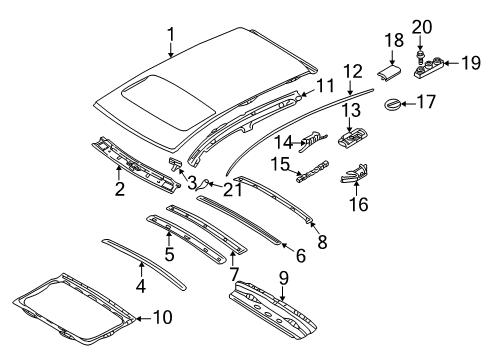 2002 Volvo V40 Exterior Trim - Roof Diagram