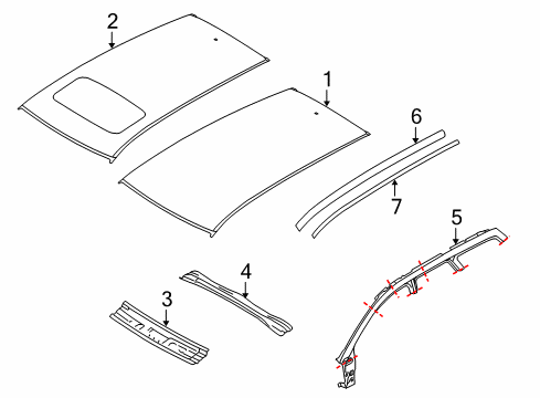 2008 Volvo V50 Exterior Trim - Roof Diagram