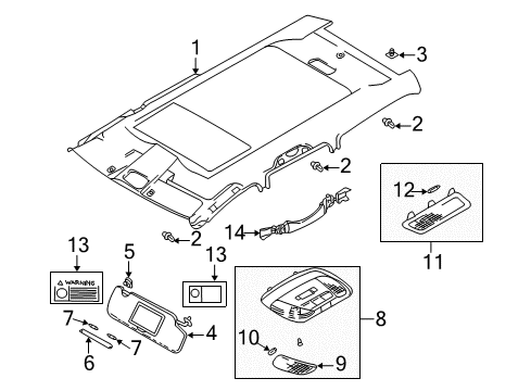 2000 Volvo V40 Interior Trim - Roof Diagram