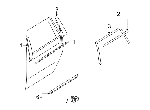 2008 Volvo V70 Exterior Trim - Rear Door Diagram