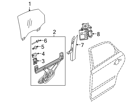 2011 Volvo V50 Glass - Door Diagram