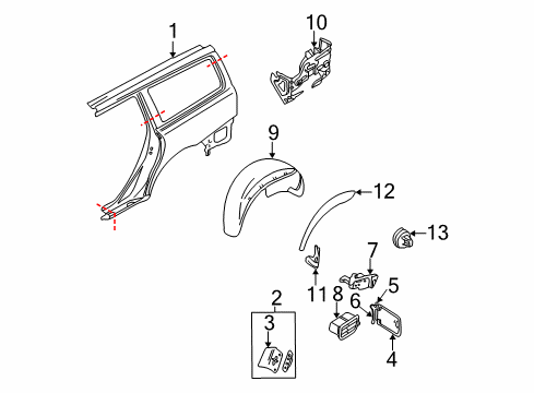 2003 Volvo V70 Exterior Trim - Quarter Panel Diagram