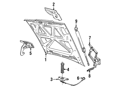 1990 Volvo 760 Hood & Components Diagram