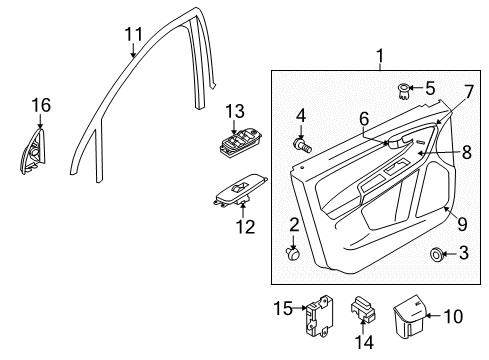 2010 Volvo XC60 Interior Trim - Front Door Diagram