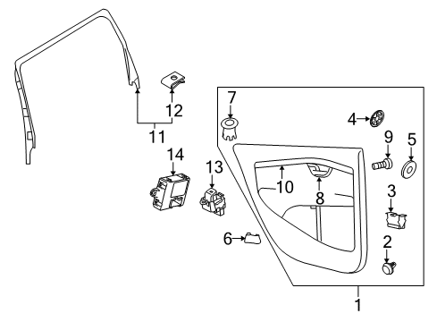 2008 Volvo V70 Interior Trim - Rear Door Diagram