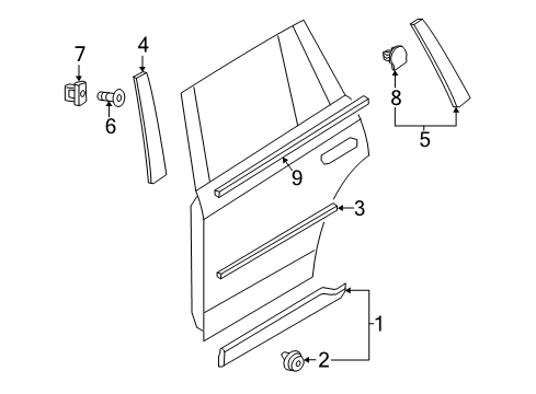 2024 Volvo XC90 Exterior Trim - Rear Door Diagram