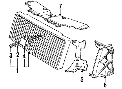 1985 Volvo 760 Grille & Components Diagram