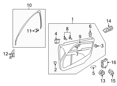 2008 Volvo V70 Interior Trim - Front Door Diagram