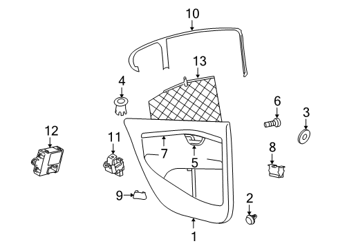 2009 Volvo S80 Interior Trim - Rear Door Diagram