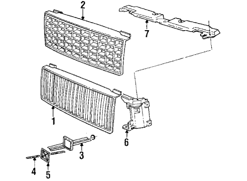 1990 Volvo 740 Grille & Components Diagram