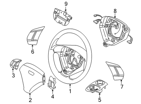 2003 Volvo XC90 Steering Wheel & Trim Diagram