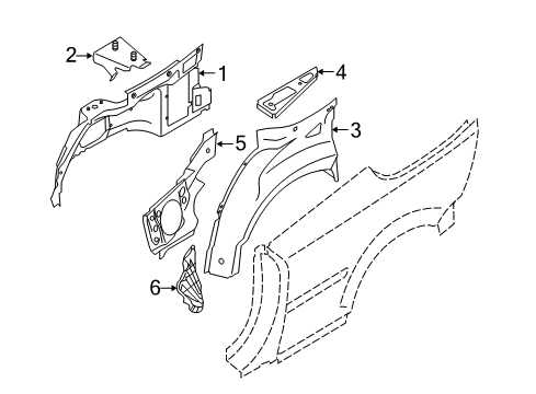 2012 Volvo C70 Inner Structure - Quarter Panel Diagram