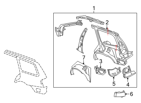 2001 Volvo V40 Inner Structure - Quarter Panel