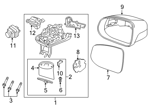 2025 Volvo XC90 Outside Mirrors Diagram