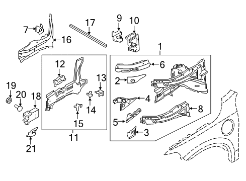 2025 Volvo XC90 Structural Components & Rails Diagram 2