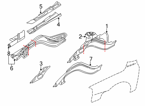 2000 Volvo S80 Structural Components & Rails