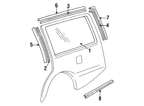 1992 Volvo 940 Glass & Moldings - Quarter Panel Diagram