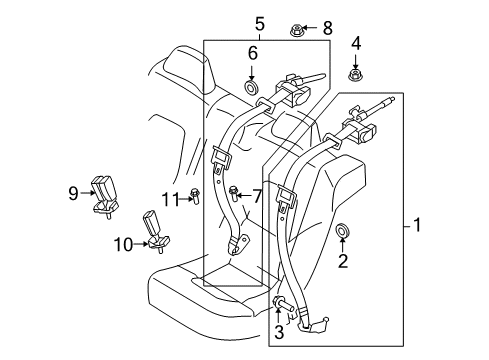 2009 Volvo XC70 Rear Seat Belts Diagram
