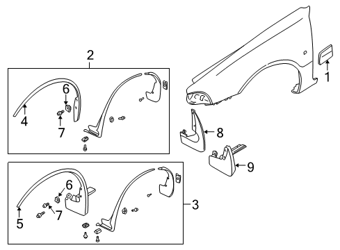 2004 Volvo S40 Exterior Trim - Fender Diagram