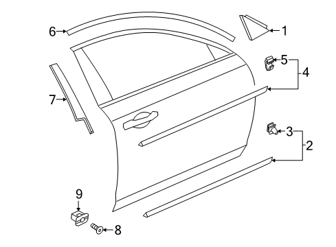 2019 Volvo V90 Exterior Trim - Front Door Diagram