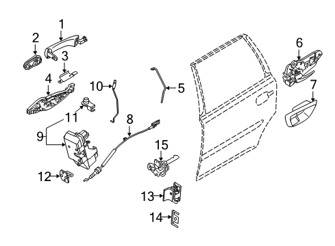 2012 Volvo XC90 Rear Door - Lock & Hardware Diagram